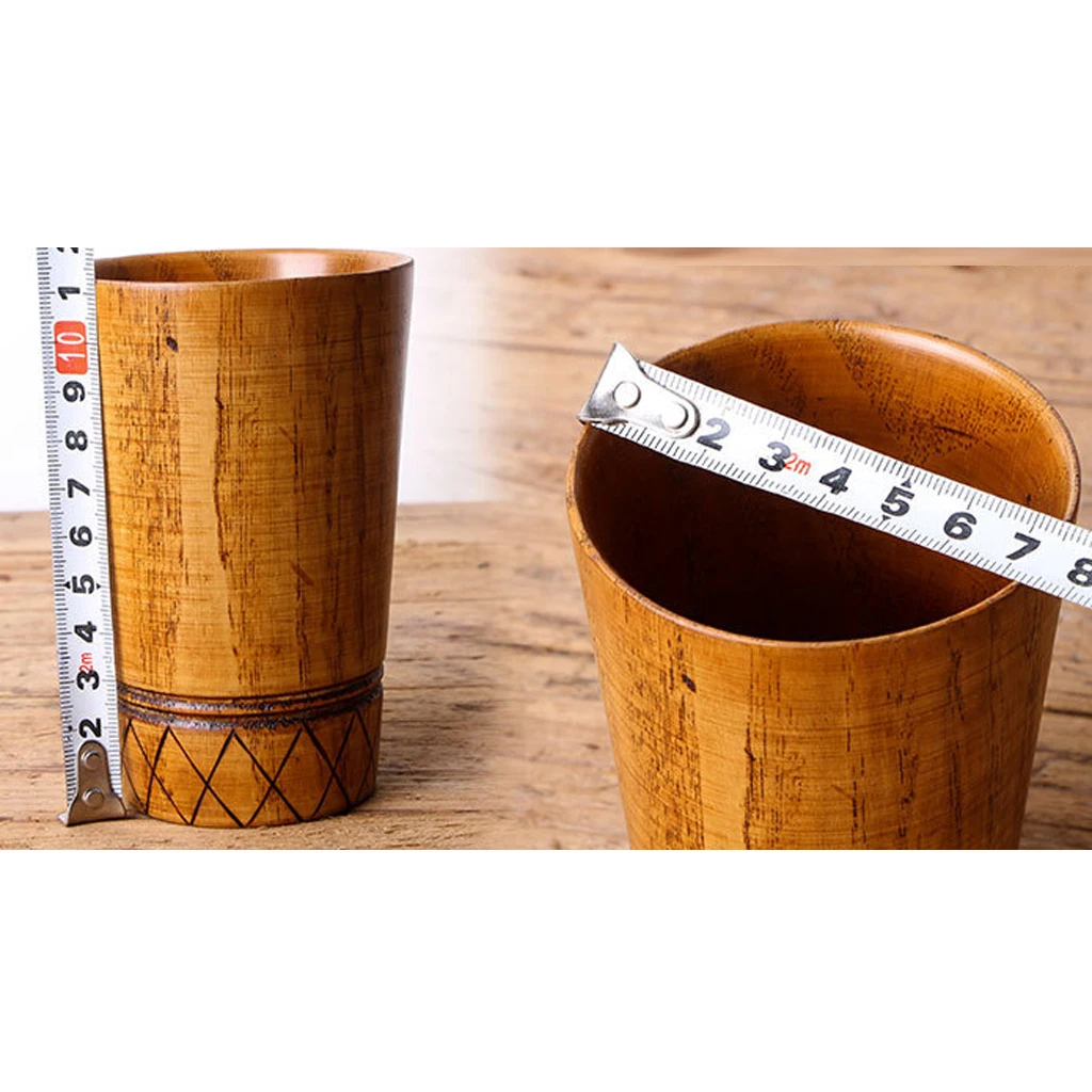 11.5cm Wooden Mug Beer Dringking Cup Handcrafted Groomsmen Wedding Party Favor Vintage Handmade Drinkware Mugs   -Brown