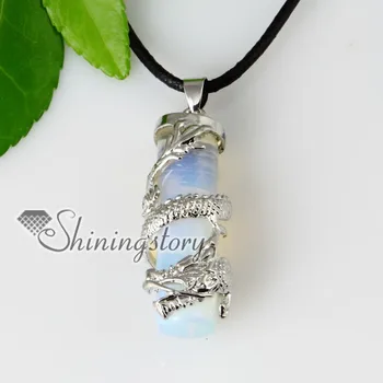 

cylinder dragon semi precious stone tiger's-eye glass opal necklaces pendants