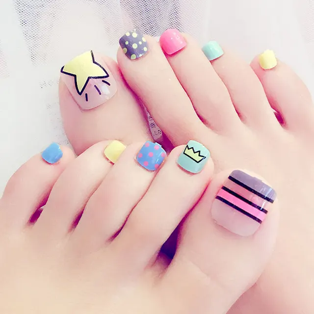 New Toenail 24pcs Colorful Nails Nail Strips Contains No Glue In New Toenail 24pcs Colorful Nails Nail Strips Contains No Glue