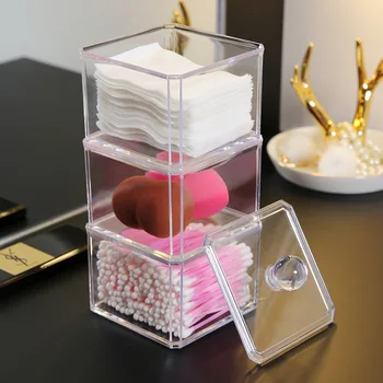 

High-end Acrylic Removable Cosmetic Box Cotton Swab Lipstick Holder Makeup Jewelry Cosmetic Storage Box Display With Lid C128