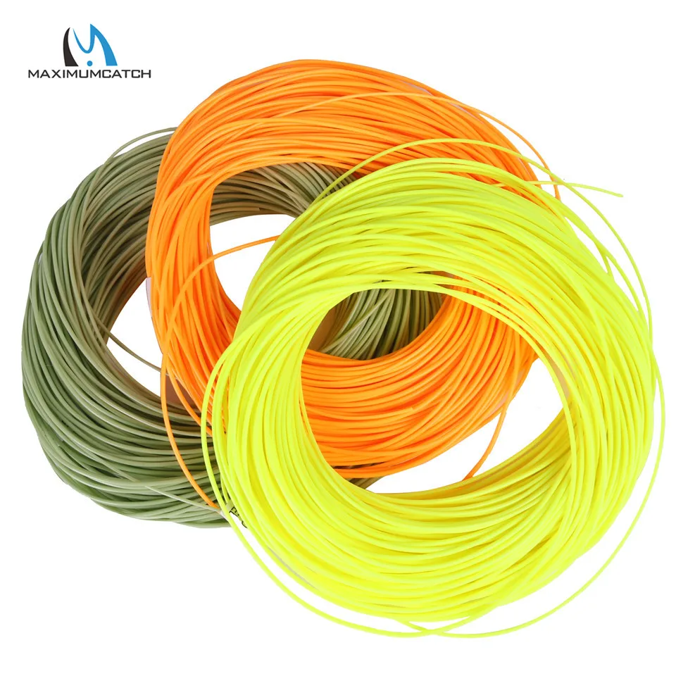 Maximumcatch 1-8WT 100FT DT صنارة صيد السمك بذبابة الصيد الصناعية مزدوجة تفتق عائم يطير خط الأخضر/الأصفر/اللون البرتقالي