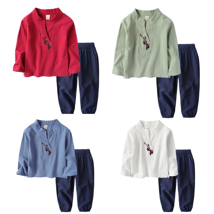 Chinese hanfu boys girls Chinese kung fu set han fu boys girls 100/% Cotton Chinese toddler hanfu set