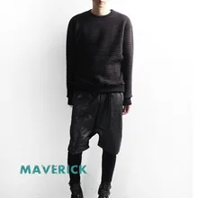 Горячее предложение! Распродажа! новые мужские брюки из искусственной кожи с разрезом, двойные штаны, кожаные брюки с низкой шаговым швом, поддельные две брюки, костюмы 27-42