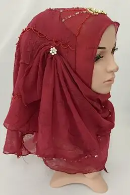 Мусульманский шарф ручной работы с бисером хиджаб - Цвет: 6