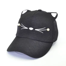 Модная брендовая уличная Регулируемая Милая шапка с вышивкой для родителей и детей, Кепка с кошачьими ушками, бейсболка с жемчугом для взрослых, бейсболка s gorras