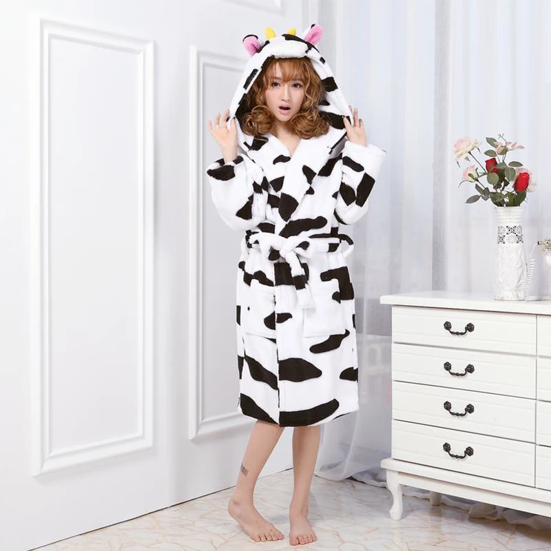 

Adults Sleepwear Nightgown Shu Velveteen Robe Soild Winter Bathrobe Milk Cow Robe Woman Pajamas