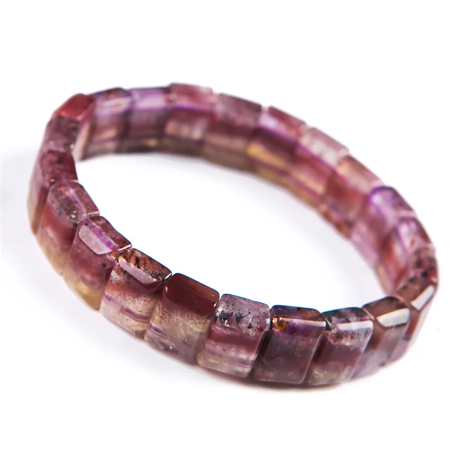 

Genuine Purple Red Auralite 23 Cacoxenite Women Rectangle Bead Crystal Fashion Bracelets