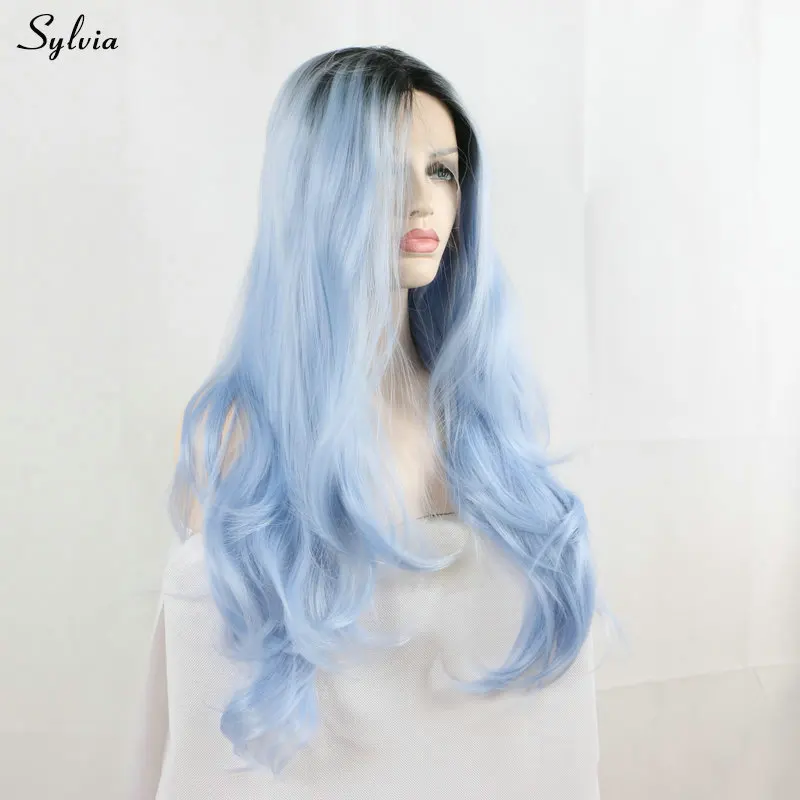 Two Tone Long Ombre Pastel Blue Dark Roots  (2)_