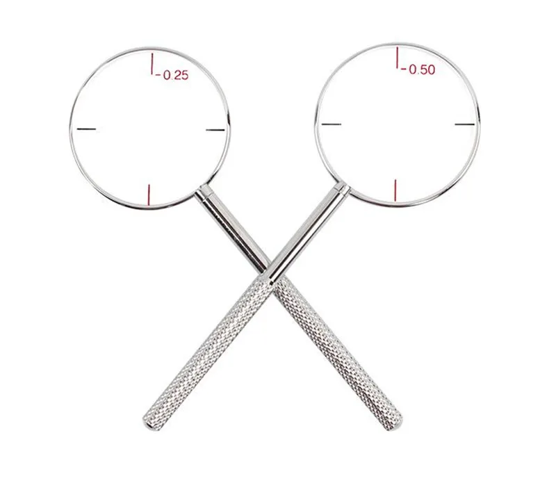 

2Pcs 0.25/0.5 Round Optical Optometry Trial Cross Cylinder Lens Diopters Tool Shiny