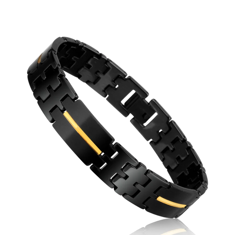 Новое поступление, роскошные мужские браслеты-цепочки из карбида вольфрама с черным покрытием, ширина 12 мм, с золотым/розовым золотом, IP в полоску, длина 20 см