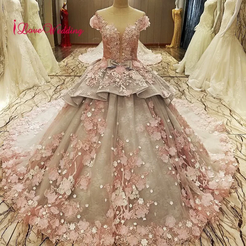 Новое поступление 2019 Vestido де Novia Sheer Воротник Кружева Вышивка бисером Часовня