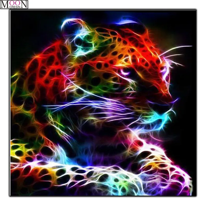 

MOONCRESIN DIY 5D Diy Diamond Painting Cross Stitch Colorful leopard Diamond Mosaic Square Full Diamond Embroider Decoration Kit