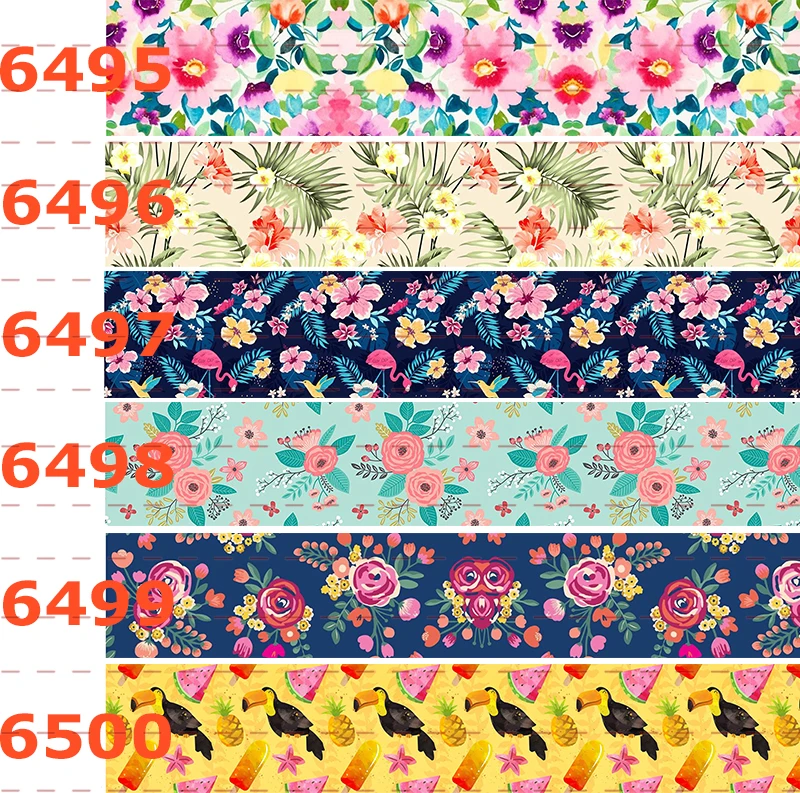 

10yards -different sizes -Japanese style flowers pattern printed Grosgrain ribbon