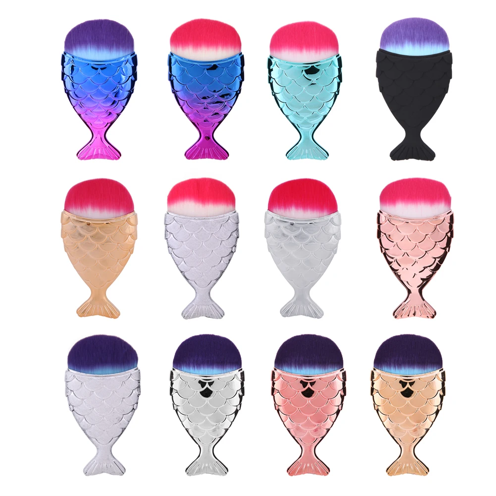 Купить 1 шт. русалка форме рыбы порошок кисти для макияжа фонд румяна ...