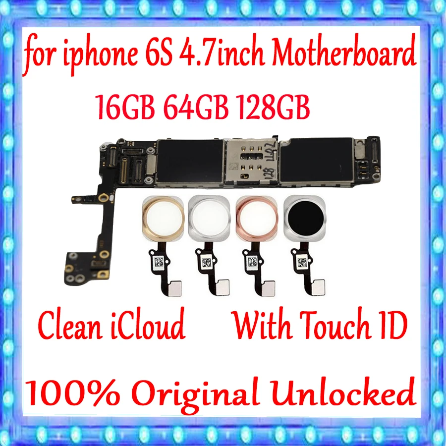 

Factory unlocked for iphone 6S Motherboard With/Without Touch ID,Original for iphone 6S 4.7inch Mainboard 16gb / 64gb / 128gb