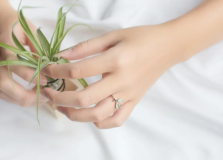Стерлингового серебра 925 кольца для Для женщин стерлингового серебра листья кольцо ювелирные изделия для подарок ко Дню Святого Валентина anillo де Плата anello