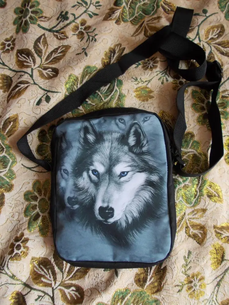 THIKIN الرجال حقيبة ساع بارد الحيوانات الذئب حقيبة كتف 3D الأطفال الفتيان Crossbody أكياس البسيطة الرجال السفر حقيبة يد اسقاط