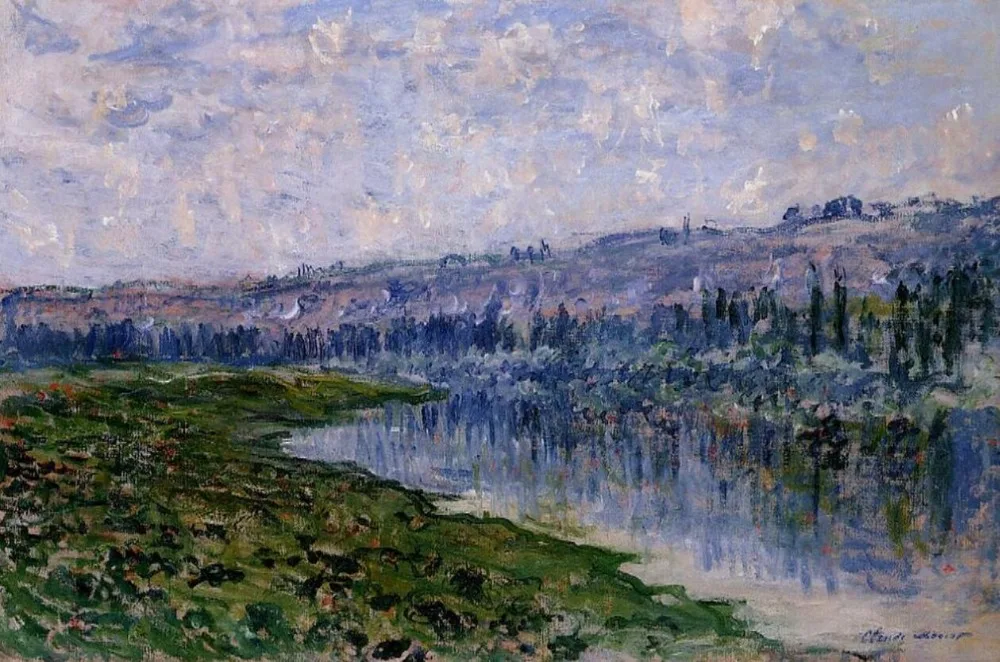 

High quality Oil painting Canvas Reproductions The Seine and the Chaantemesle Hills (1880) By Claude Monet hand painted