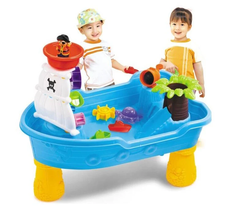 

Pirate Ship Kids Outdoor Play Sand and Water Table with Sand Molds Beach Toy Set For Children