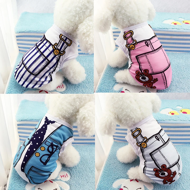 Dog Clothes Jackets Fake Strap Cute Printed Pullover Small Sweatshirt Coats Pets Supplies | Дом и сад