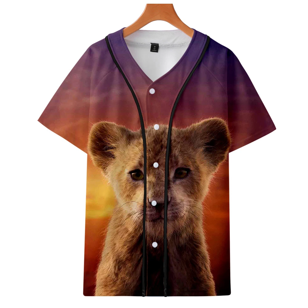 

2019 NEW Film glory kingdom King The Lion King Simba 3D Short sleeve baseball uniform Men/Women Casual jacket Clothes