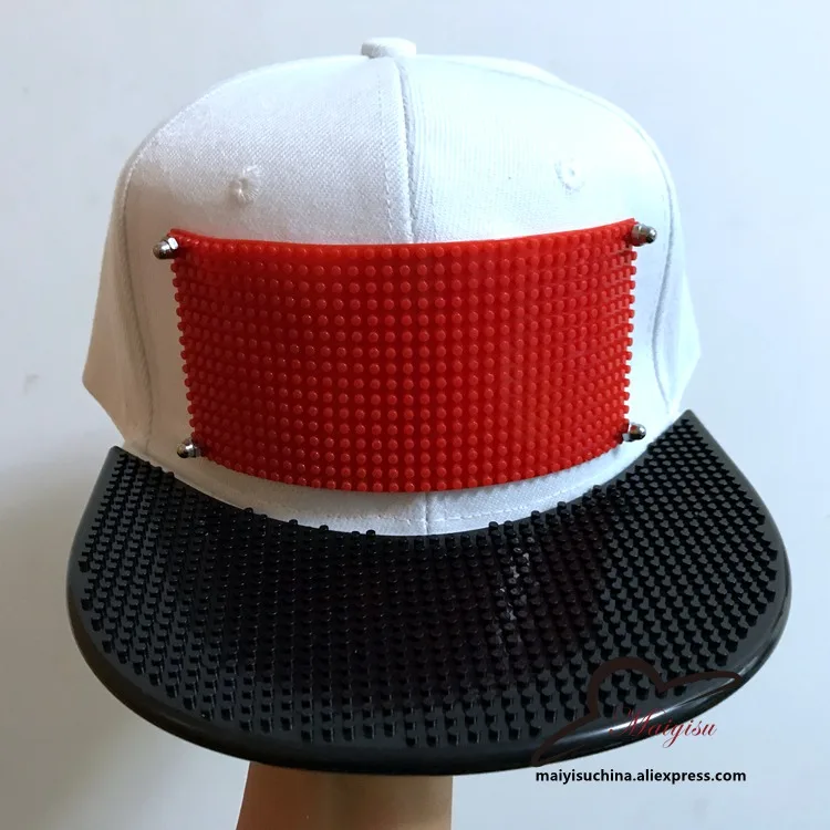 Кирпич зубчатая пластина настроить Snapback DIY логотип игрушечные строительные блоки козырьки на заказ шляпа Открытый Хип-хоп бейсболка - Цвет: screw cap no bricks