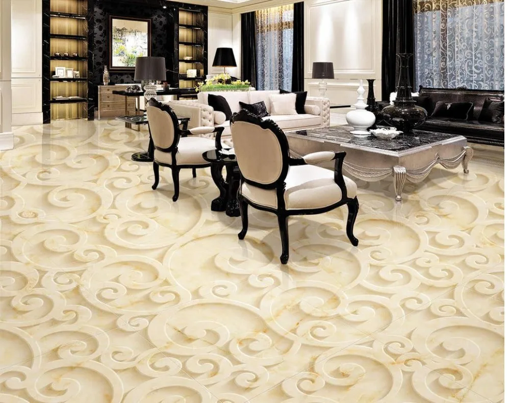 Marble Flooring Embossed 3D Site PVC Waterproof Floor Custom Photo