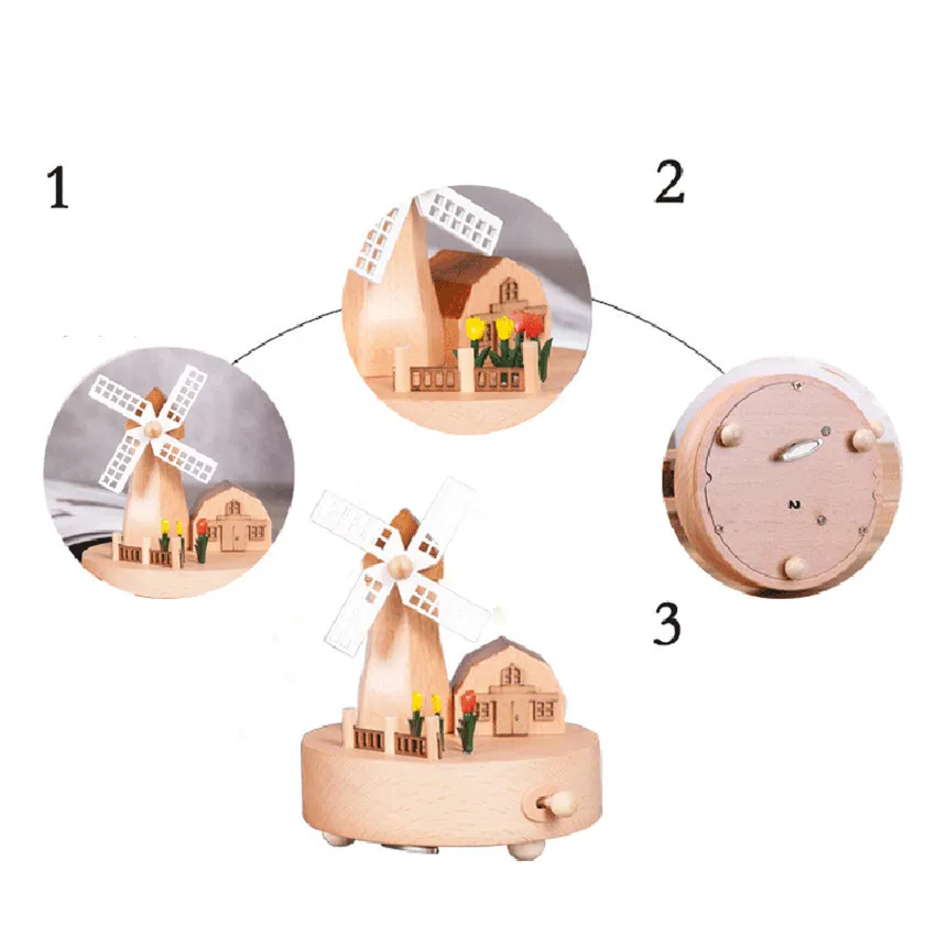 Новая романтическая ветряная мельница деревянная музыкальная шкатулка вращающаяся музыкальная шкатулка ремесла Ретро домашнее украшение детские игрушки Рождественский подарок на день рождения