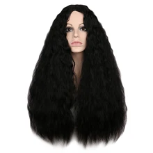 QQXCAIW Women Long Kinky Curly Wigs Black Brown Middle Part Heat Resistant Hair Synthetic Wig QQXCAIW Women Long Kinky Curly Wigs Black Brown Middle Part Heat Resistant Hair Synthetic Wig
