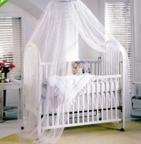 New White Canopy Holder Cot Bed Pole Rod Bar Clamp Drape Mosquito