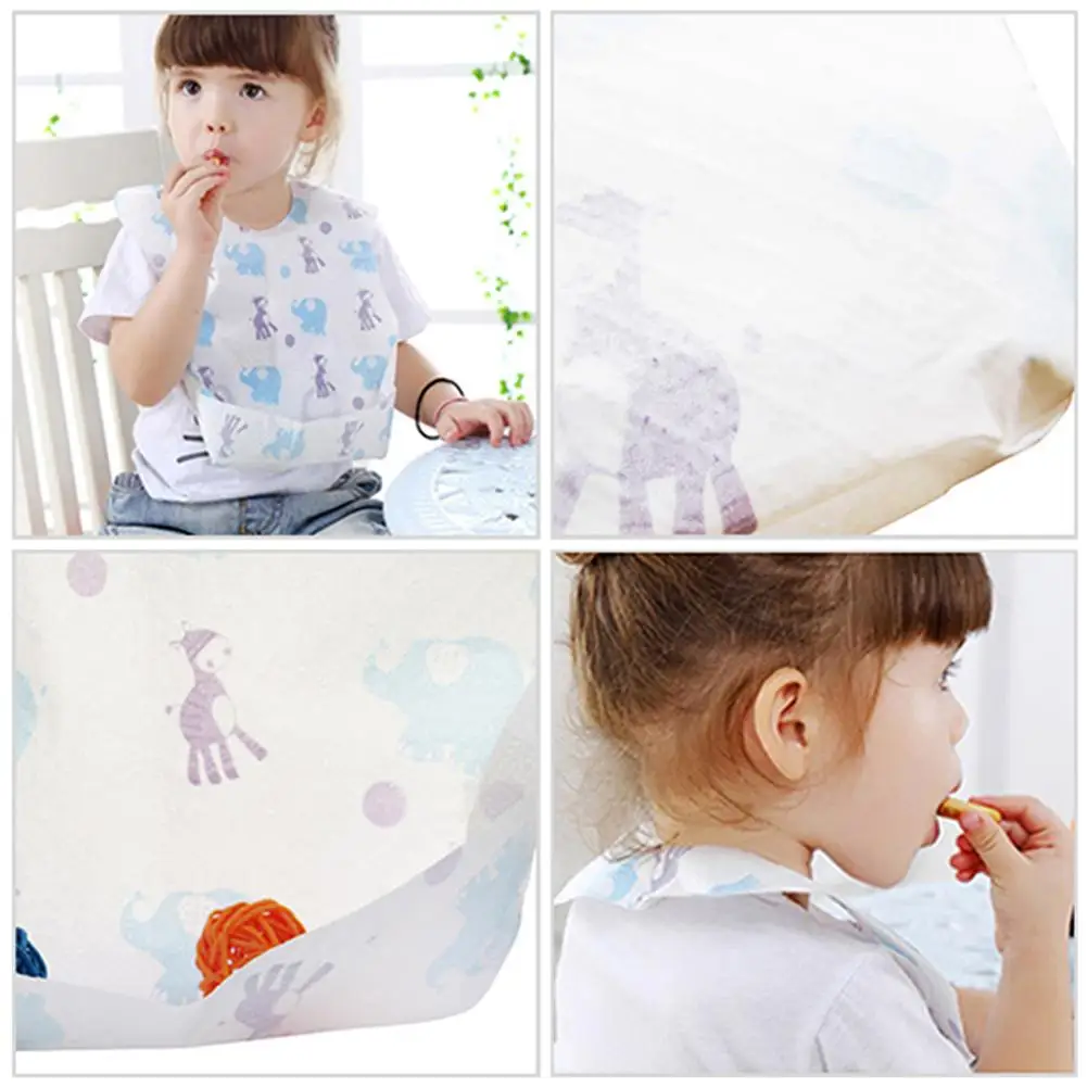 20pcs/lot Waterproof Non-Woven Fabric Disposable Baby Toddler Bibs Feeding Saliva Apron Paper Bibs