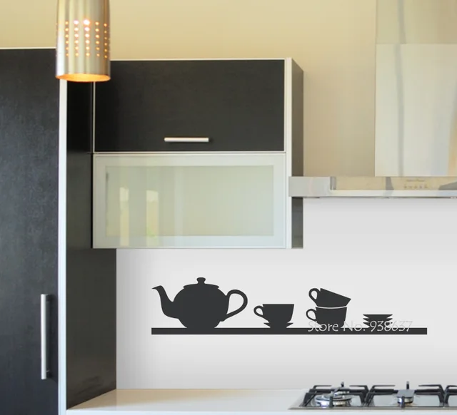 Special Offers Tea Time Shelf Wall Decal For Kitchen Room Vinyl Stickers Home Decoration Dining Room Wall Sticker Tea cups Creative Decor ZA620 Special Offers Tea Time Shelf Wall Decal For Kitchen Room Vinyl Stickers Home Decoration Dining Room Wall Sticker Tea cups Creative Decor ZA620