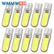 10 шт. T10 силиконовая оболочка COB Светодиодная лампа автомобиля W5W 192 168 силикагель авто, на танкетке, с боковой светильник разрешение на парковку пластина лампы 12V автомобильный Стайлинг
