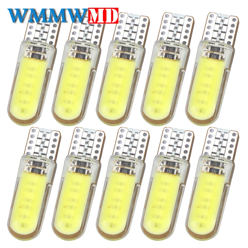 

10Pc T10 Silicone Shell COB Led Car bulb W5W 192 168 Silica gel Auto Wedge Side Light Parking License Plate bulb 12V Car Styling