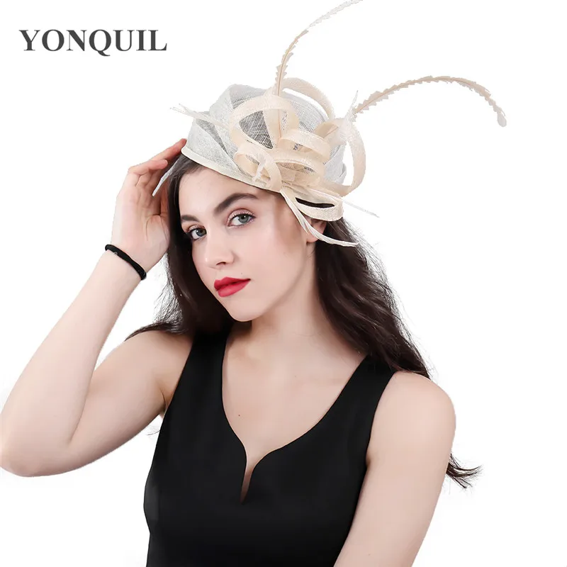 Red Ivory Black Ascot Sinamay Fascinator Wedding Hats For Elegant
