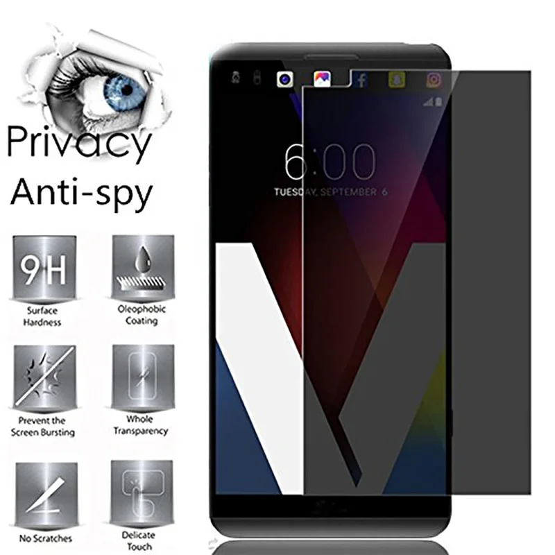

9H Privacy Tempered Glass Screen Protector for LG G3 G4 G5 G6 G7 Anti Peeping Tempered Glass for LG V10 V20 V30 Anti Glare Glass