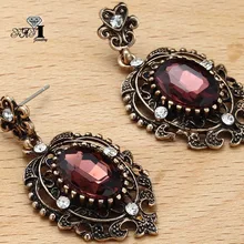 YaYi, ювелирное изделие, новинка, свисающие серьги из красного стекла со стразами и кристаллами, женская мода, Древний золотой цвет, Серьги с драгоценными камнями, подарок 1201