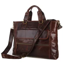 Nesitu High Quality Vintage Coffee Real Genuine Leather Cowhide Men Messenger Bags Briefcase Portfolio 14” Laptop Bag #M7212