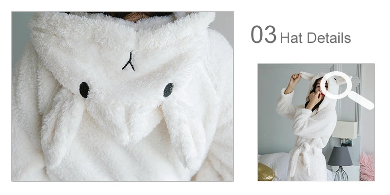 Женский милый картонный кролик с капюшоном и поясом фланелевые халаты мягкий теплый коралловый флис с длинным рукавом женский халат осень зима ночная рубашка