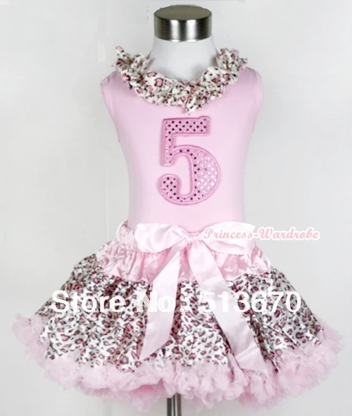 

Light Pink Tank Top Light Pink Leopard Satin Lacing 5th Sparkle Light Pink Birthday Number Light Pink Leopard Pettiskirt MAM314