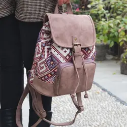 Для женщин холст рюкзаки девушки 101002 Bookbag Для женщин печати шнурок Винтаж рюкзак Повседневное рюкзак для девочек школьные сумки