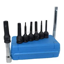 7 pcs ударная Сплайн Бит гнездо T20 T25 T30 T40 T50 T55 T60+ " 6" удлинитель головки стержня 3/8 привод торцевой гаечный ключ удлинитель