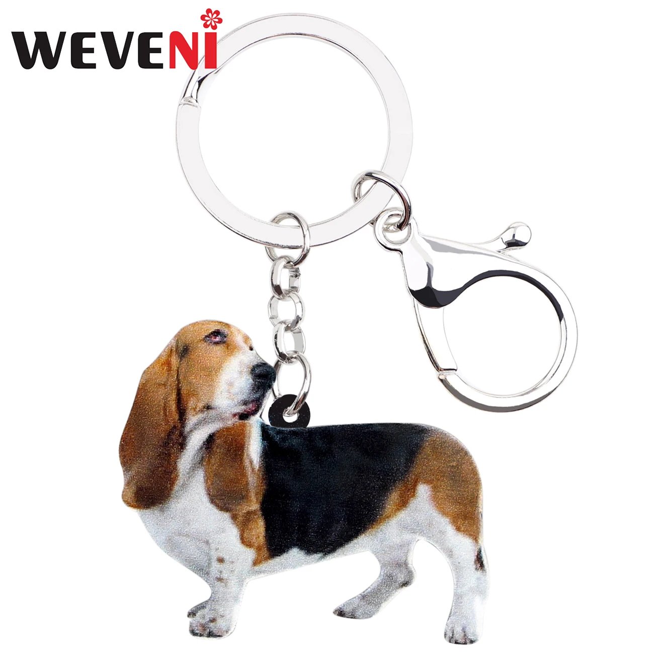 WEVENI Acrylic Basset Hound Dog Key Chains Keychains Holder Novelty