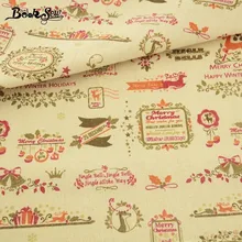 Booksew хлопок белье Ткань Жир Квартал метр пэчворк Высокое качество украшения дома Вышивание бежевый Новогодние ёлки и лося ремесла