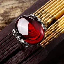 Auténtica Plata de Ley 925 Natural semipreciosa piedra Granate rojo retro del partido Anillos de las mujeres Libélula Roja novia de regalo