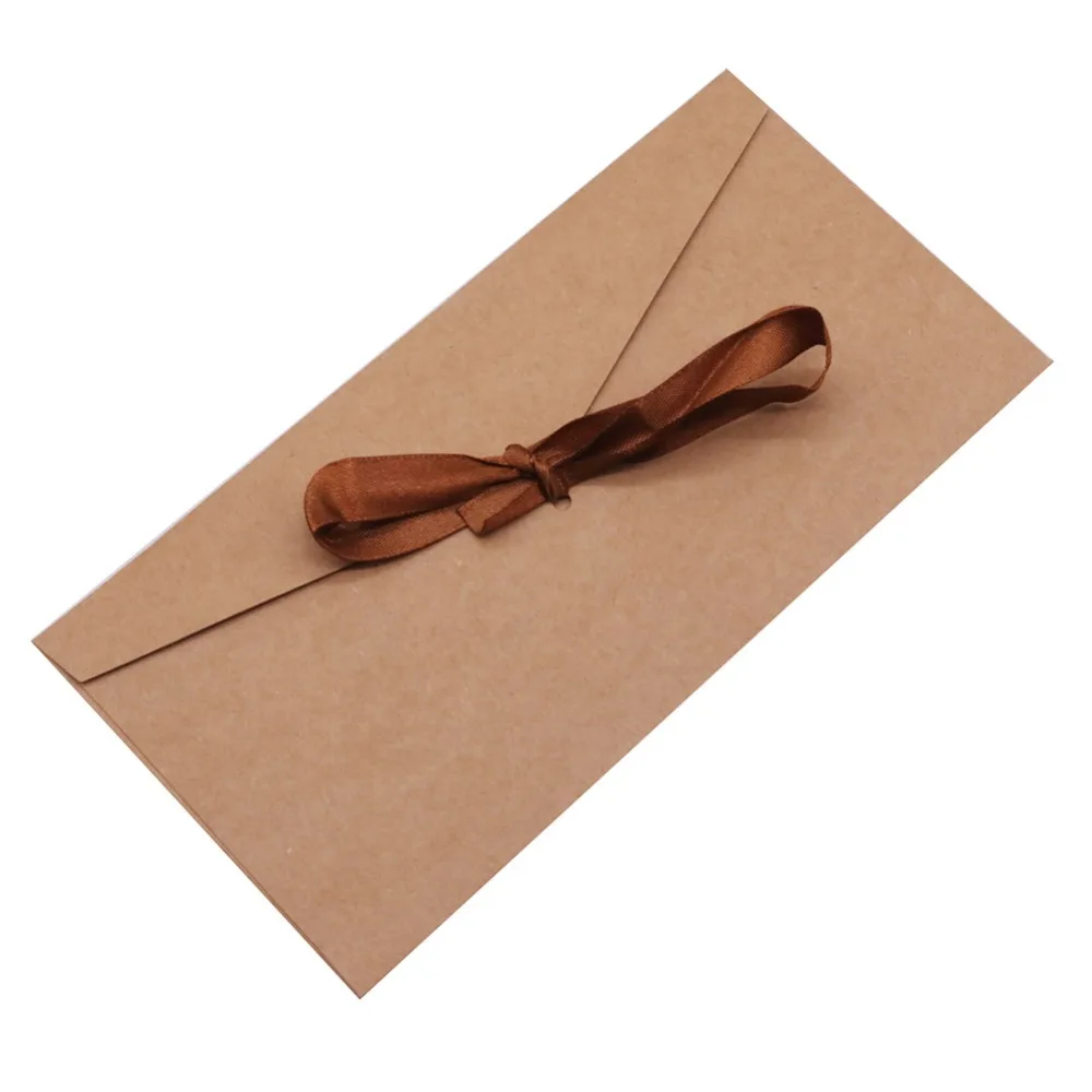 10 шт. Подарочный конверт с лентой 22*11 см, изящные пригласительные офисные школьные принадлежности, бумажные конверты в винтажном романтическом стиле, декоративные