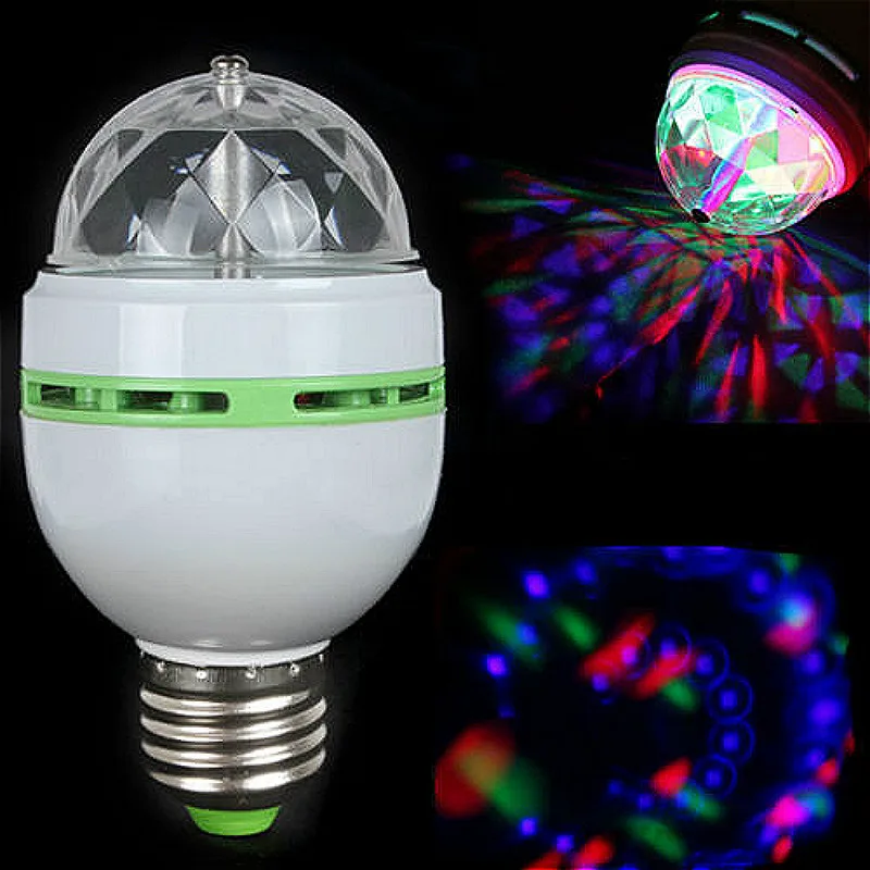 

E27 B22 3W Colorful Auto Rotating RGB LED Bulb Stage Light Effect Party Lamp Disco Light for Home Room Decoration Lighting Lamps