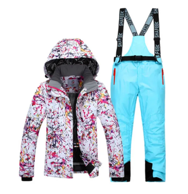 Зимняя женская лыжная куртка+ брюки водонепроницаемые ветрозащитные теплые костюмы для сноуборда женский лыжный костюм для альпинизма - Цвет: 3