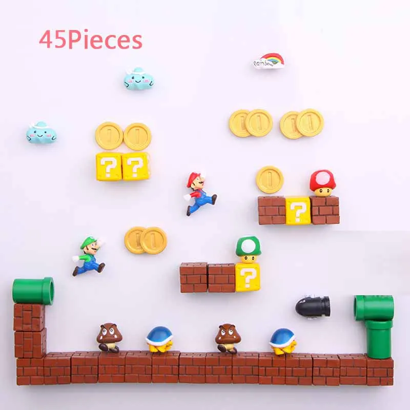 Симпатичные 3D Super Mario Bros. Магниты на холодильник стикер сообщений смешные девочки мальчики для малышей детей студентов игрушки подарок на день рождения