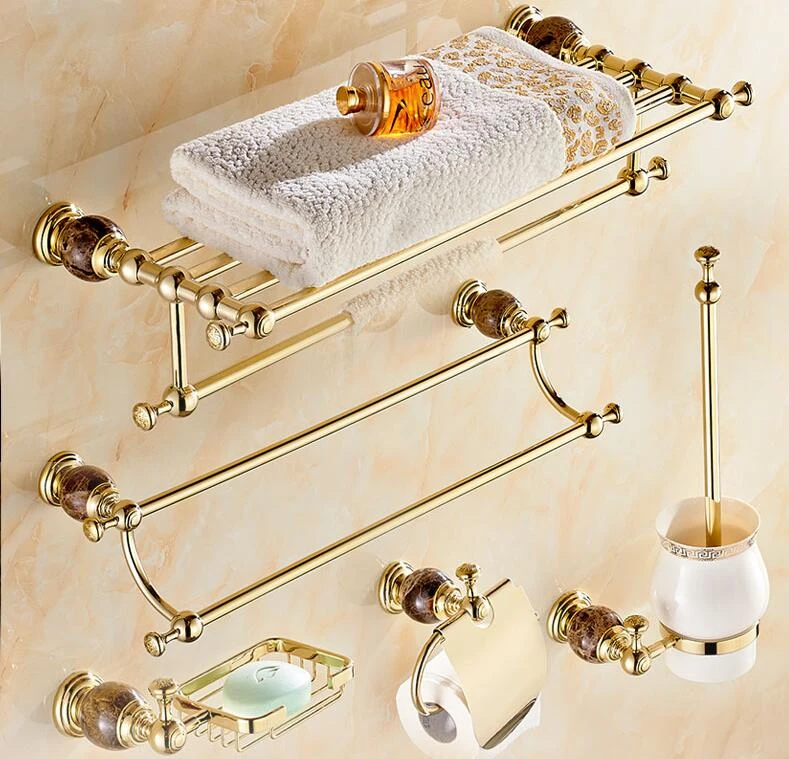 Antik Messing Aluminium Badezimmer Zubehörset Robe Haken Papier Halter Towel BAR